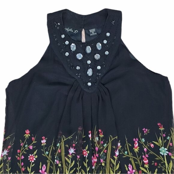 Lola P. Chiffon Shift Colorful Floral C
Black Dress Embellished Neck Pullover XL - Picture 6 of 16